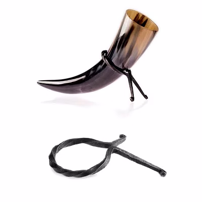 viking drinking horns with iron stand