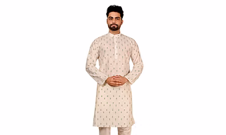 Men's Floral Silk Kurta Set