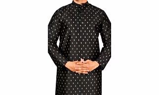 Printed Cotton Silk Kurta Set For Men