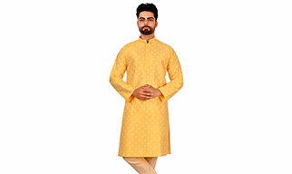Designer Geometrical Printed Silk Kurta Set For Men