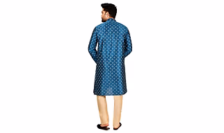 Designer Geometrical Printed Silk Kurta Set For Men