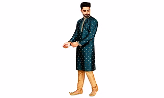 Luxury Embroided Silk Kurta Set For Men