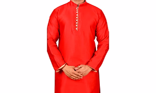 Traditional Loop Buttoned Silk Kurta Set For Men