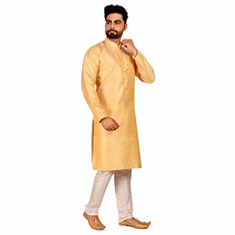 mahanubhav jacquard loop buttoned silk kurta set for men