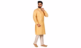 Jacquard Loop Buttoned Silk Kurta Set For Men