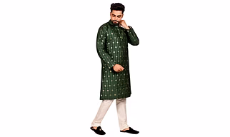 Stylish Mirror Embellished Kurta Set For Men