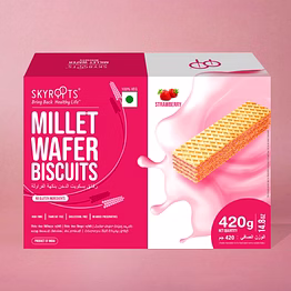 skyroots millet wafer biscuits strawberry (70gmx 6 packs)