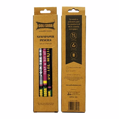 goli soda upcycled multicolor newspaper pencils (pack of 10)