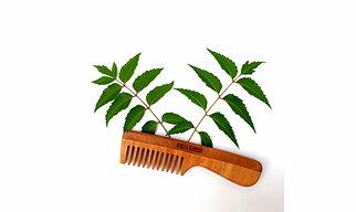 Goli Soda Neem Wood Comb - Wide Tooth with Handle