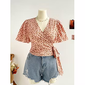 Women's Floral Printed Wrap Blouses