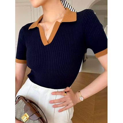 Short Sleeve Knit Top-1