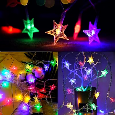 multicolor star led string lights – diwali special aesthetic decorative hanging lights for home, garden & festive décor
