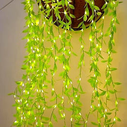artificial leaf curtain led string light – 200 leds, 8 modes, adjustable brightness, diwali aesthetic decoration for bedroom, garden, birthday & festive décor