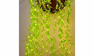 Artificial Leaf Curtain LED String Light – 200 LEDs, 8 Modes, Adjustable Brightness, Diwali Aesthetic Decoration for Bedroom, Garden, Birthday & Festive Décor