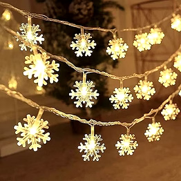 snowflake led string lights – winter fairy lights for christmas, party, balcony, and home decoration