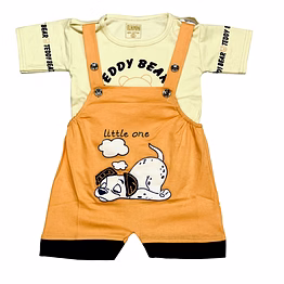 rukmini baby boys & girls party (festive) dog print dungaree dress set