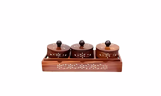 Wooden Tray with Container Set