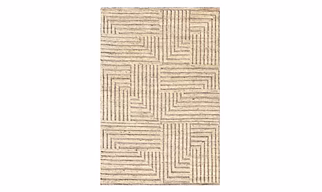 Geometric Pattern Handknotted Area Rug, in New Zealand Wool with Hand embossed High Low construction