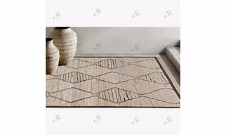 Moroccan Handknotted Area Rug, in New Zealand Wool and Diamond Patterns