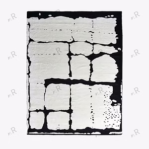 Modern Design Handknotted Area Rug, made in Viscose and Wool in Black color with No Shadding, for Medium Foot Traffic Area