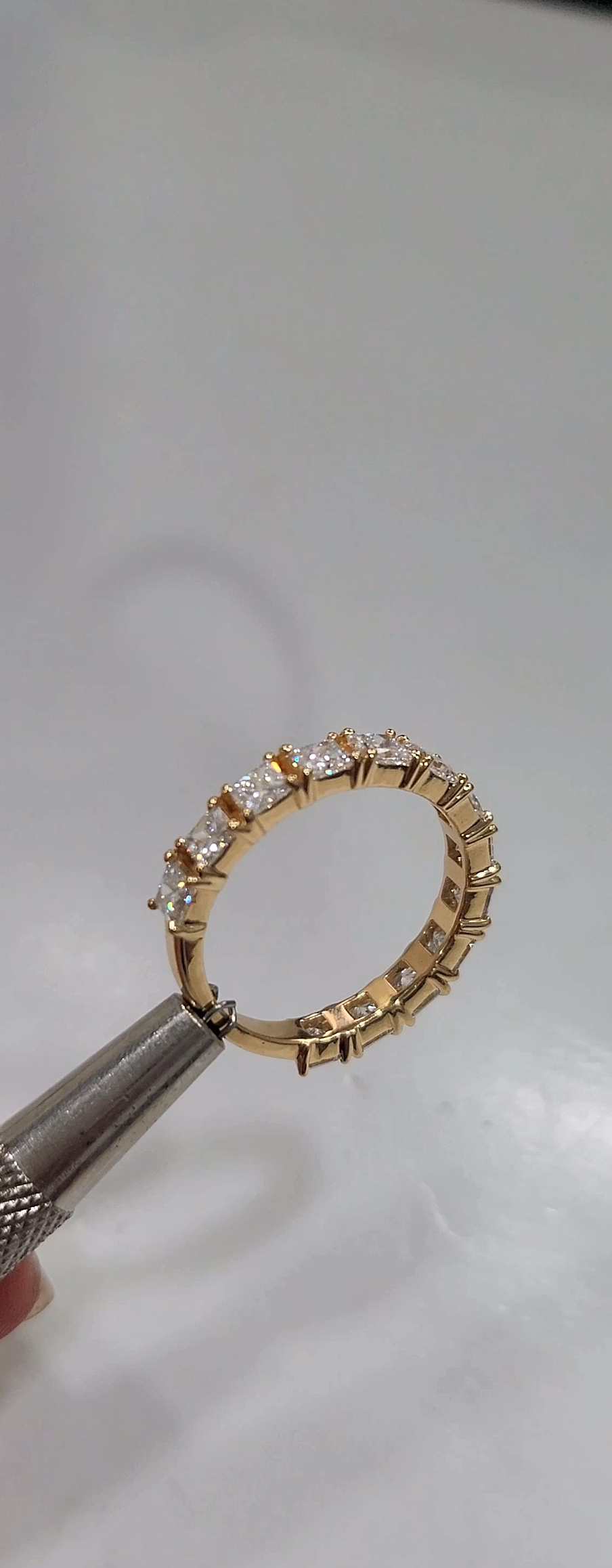 18KT Solid Yellow Gold Half Eternity Ring image 1
