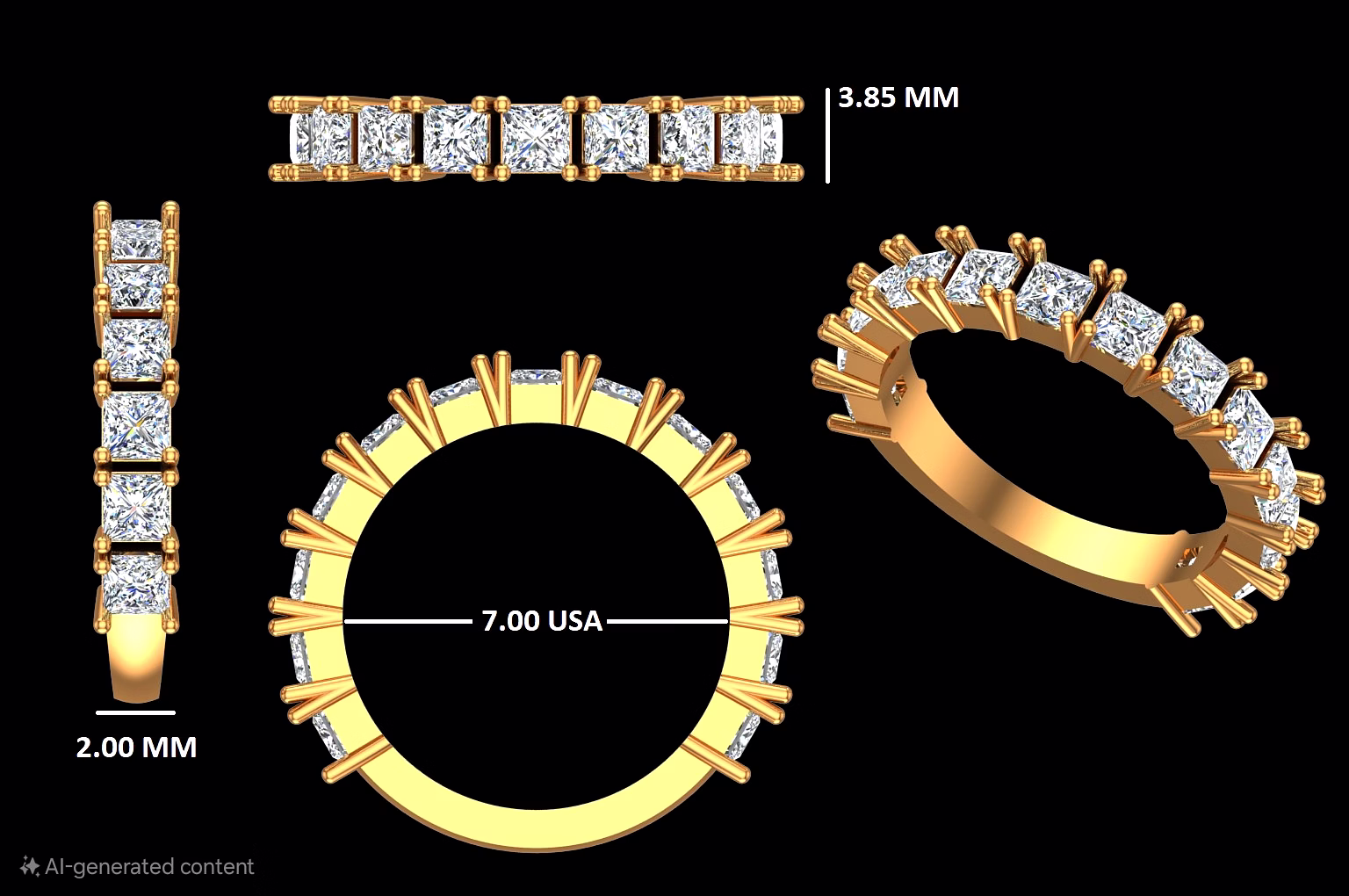 18KT Solid Yellow Gold Half Eternity Ring image 2