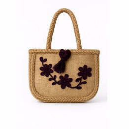 zafronix bazaar handcrafted eco-friendly jute bag with floral design