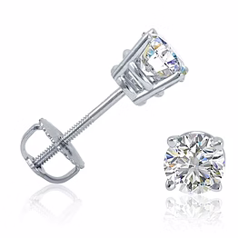 1.05 ct princess cut diamond studs earrings solid 14k white gold screwbk gift