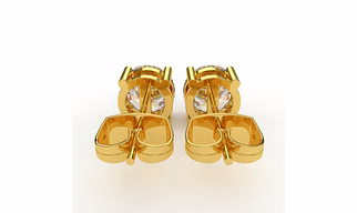 1/2 Carat Diamond Stud Earrings in 14K Yellow Gold Screw Back Basket Setting Classic Solitaire Earrings for Women Elegant Jewelry Gift for Everyday, Party & Festive Wear