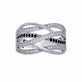 multi row zig-zag diamond fashion ring