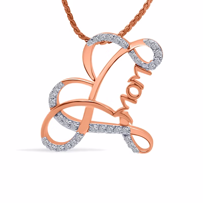mom's love heart diamond pendant