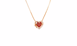 GIFT BOW OVERLAY HEART SHAPED PENDANT