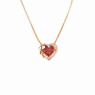 gift bow overlay heart shaped pendant
