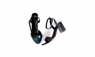 3 inch Block Heel | Snake Pattern | Dark  Blue Colour with ankle strap