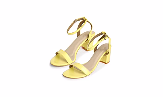 3 inch Block Heel | Snake Pattern | ButterCup Yellow Colour with ankle strap