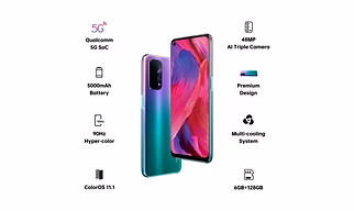 OPPO A74 5G (Fantastic Purple, 128 GB)(6 GB RAM)