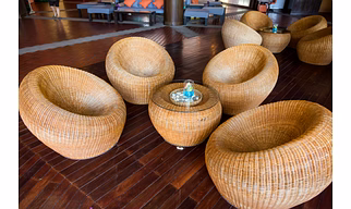 Bamboo cane round tea/coffee sofa set with a center table
