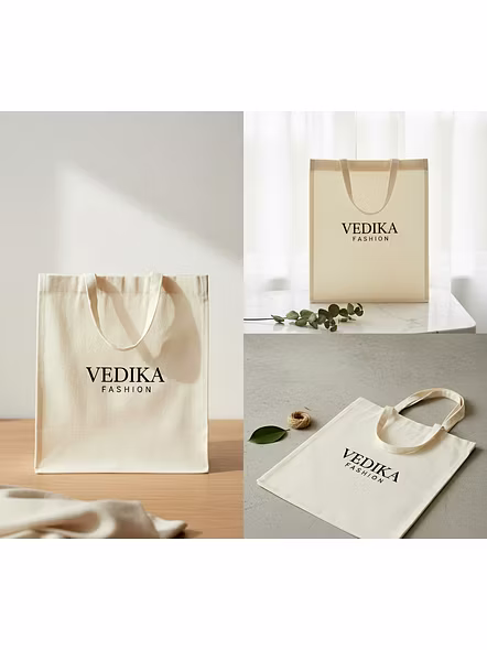 Tote Bag Manufacturer – Loop handle bag / Cotton Tote Bag- With barnd name and logo Size - W 15 x H 16 | Cloth and cotton bags supplier Cotton tote bag with loop handles for B2B Importers, Wholesaler and Distributors