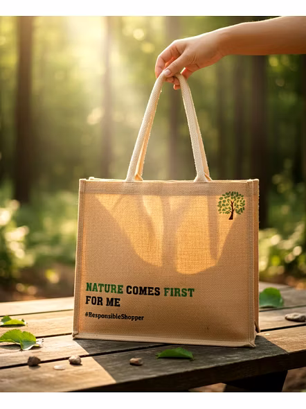 Jute Bag Manufacturer – Eco-friendly jute bag for grocery shopping Size - W 16 x H 14 x G 5 | Jute bag manufacturer Grocery shopping box bag for B2B Importers, Wholesalers and Distributors