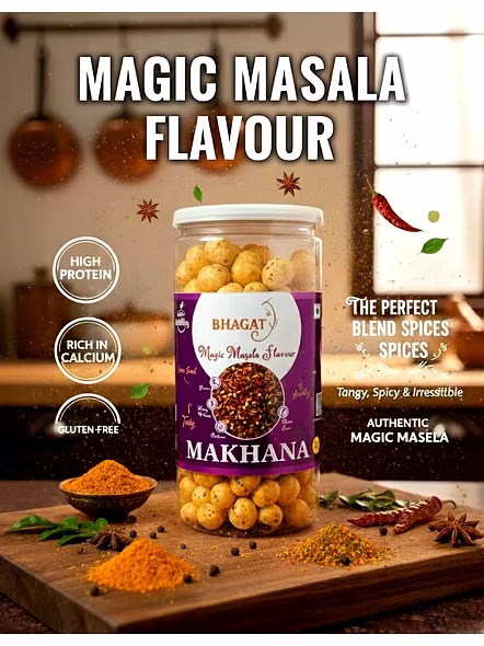 Flavored Makhana Wholesale &amp; Retail – Bhagat Makhana – Magic Masala (Weight - 85gm) | Flavoured makhana wholesale Flavoured makhana snacks for B2B Importers, Wholesalers and Distributors – Bhagat B...