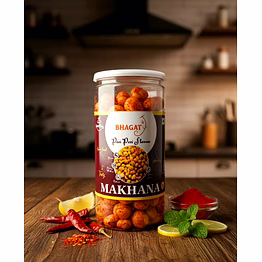 flavored makhana wholesale & retail – bhagat makhana – peri peri (weight - 85gm) | flavoured makhana wholesale flavoured makhana snacks for b2b importers, wholesalers and distributors
