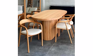 Modern Wooden Dining Table Set with 6 Chairs