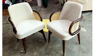 Premium Fabrics Dinning Rattan Cane Chair
