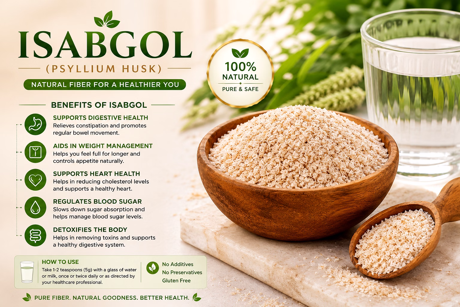 Premium Whole Psyllium Husk (Isabgol Bhusi) - Natural Dietary Fiber for Digestive Health image 2