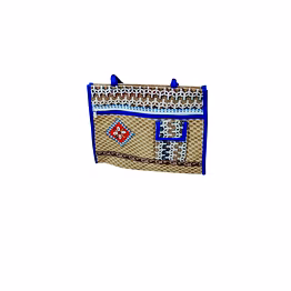 puri handicraft blue heritage crafted jute tote bag