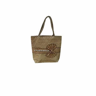 puri handicraft natural bow shell artisan jute tote bag