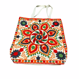 puri handicraft mandala melody embroidered jute tote