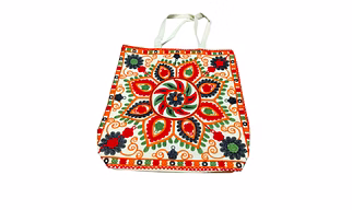 Mandala Melody Embroidered Jute Tote