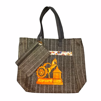puri handicraft konark heritage jute tote combo