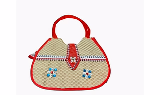 Handmade Blue Ethnic Jute Tote Bag with Cowrie Shells & Embroidered Accents